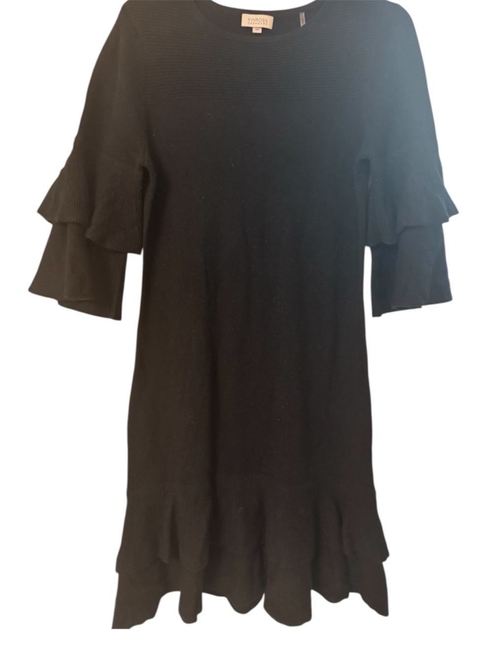 Kinross Cashmere Black Ribbed Crewneck Sweater